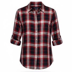 TOMMY HILFIGER Plaid Roll-Tab Button Down Shirt